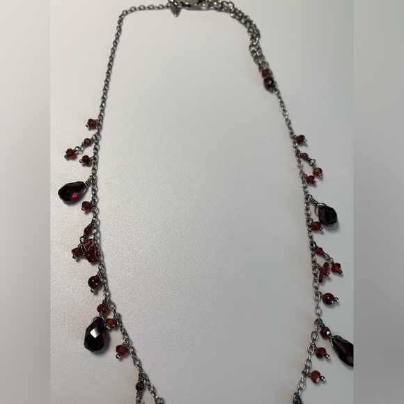 Silpada Vintage RARE Oxidized Sterling Silver Teardrop Faceted Garnet Necklace - Picture 11 of 13